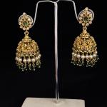 Heavy Gold Finish Butta's with Round Pearls & hydro bead hangings, Set of 1 Pair, Colours Available