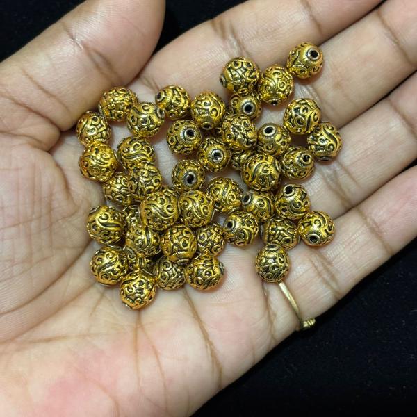 Antique Gold Nakshi balls 9mm Sold By 1 pc