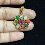 Antique Finish Navarathna small Pendant