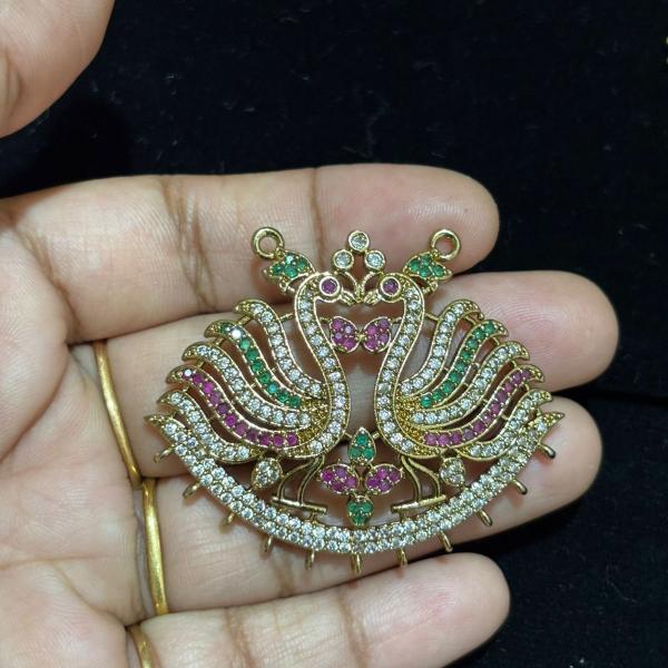 Light Antique Finnish Double Swan CZ Stone Pendant