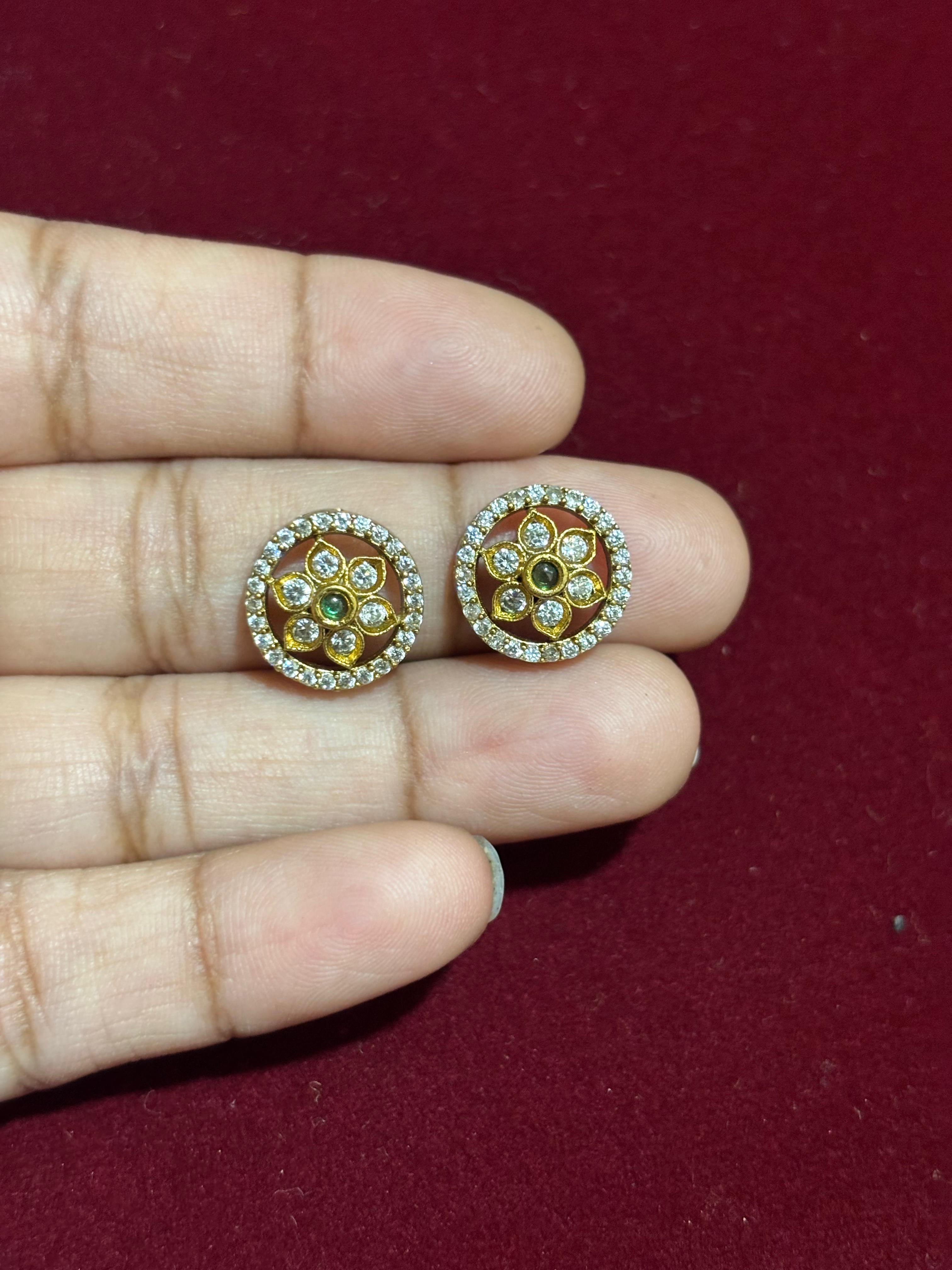 Mehandi Finish Side Pendants ,set 1 pair (pink and green available)