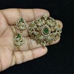 Victorian Mehandi finish  Pendant With Stud Earrings (Colours Available)