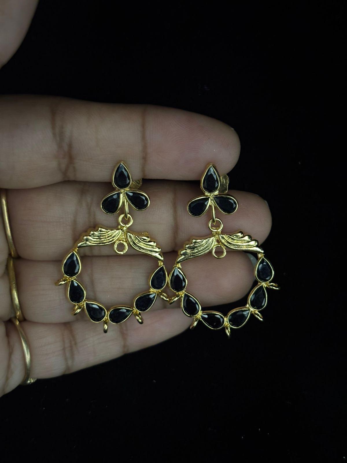 Polki Stone Two-In-One Chandbali Earrings, Colours available, Set of 1 Pair