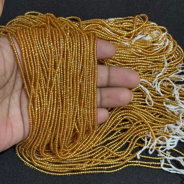 Sugar Beads Gold colour 1.5x2mm, Minimum Order Qty 5 lines