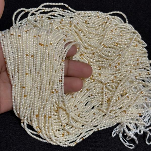 Sugar Beads Cream Shade  Gold mix 1.5x2mm, Minimum Order Qty 5 lines