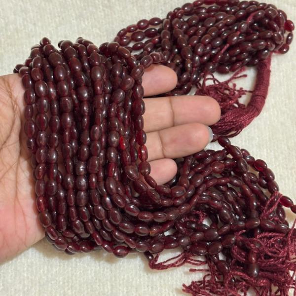 Monalisa Flat oval shape Beads  Maroon 4.5x7mm, Minimum Order Qty 2 lines