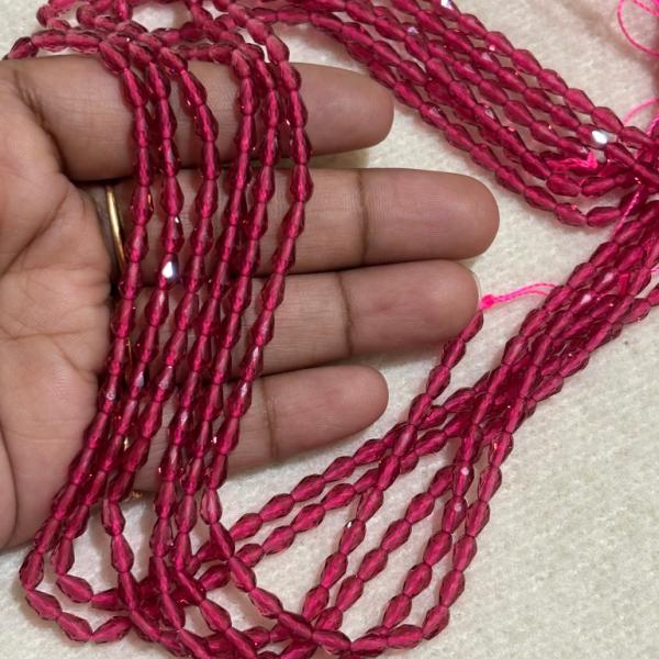 CZ Drop Beads Pink Colour  3.5 X 6 mm