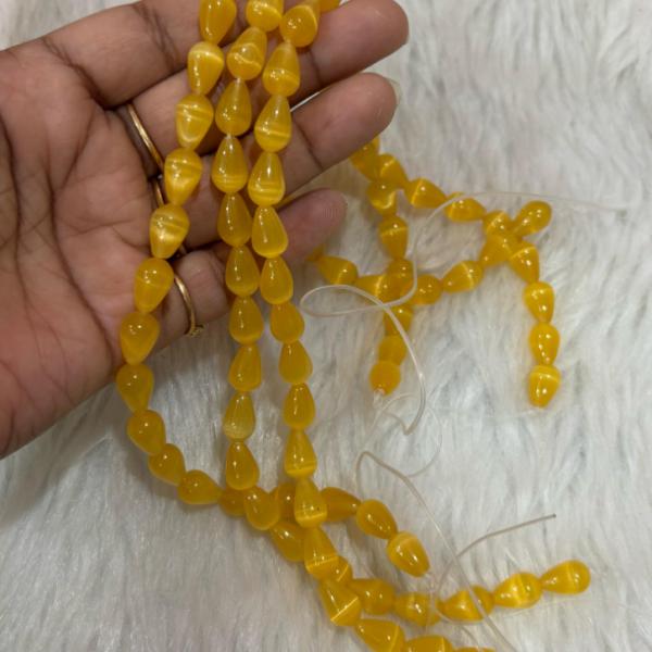 Monalisa Drop Shape Mustord Yellow Beads 7x11mm