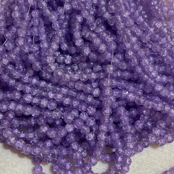 Crackle Beads Plain Light Lavender 8.2x7.5mm