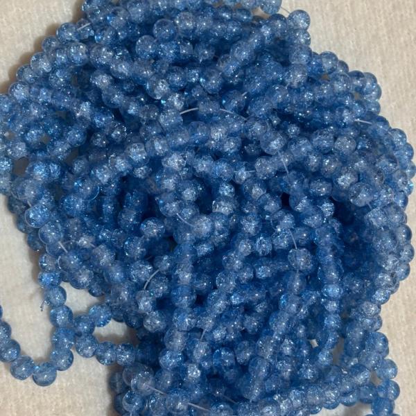 Crackle Beads Plain light Royal blue 8.2x7.5mm