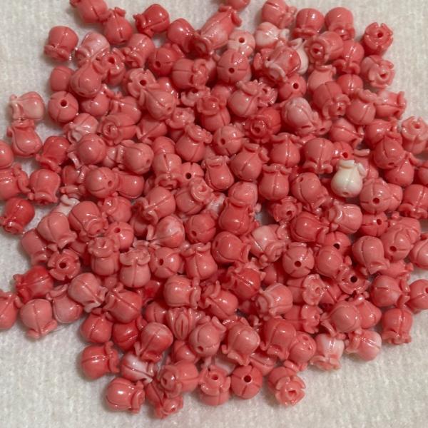 Rose Flower Bud Synthetic Beads Peach 9 X 7.4 mm Pack Of 10 Pcs