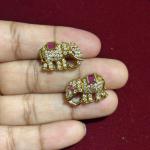 Elephants Small Side Pendants, set 1 pair (pink and green available)