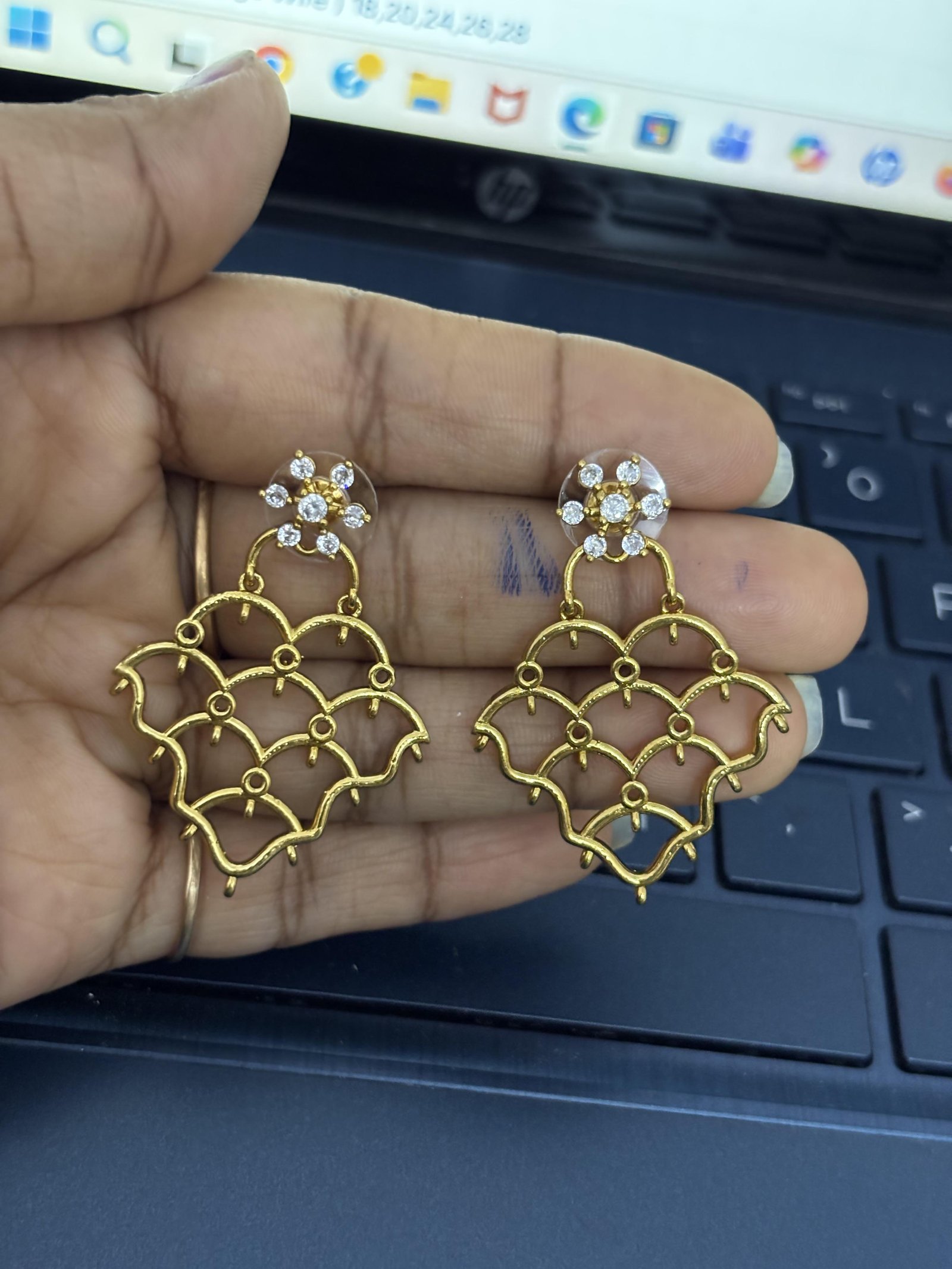 Gold Finish layer Earrings , colours available , select Colour, set of pair