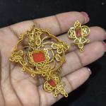 Coral Pendant with Earrings , sold by 1 pc