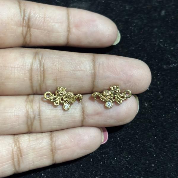 Antique Finish Peocock Charms, Set of 1 pair