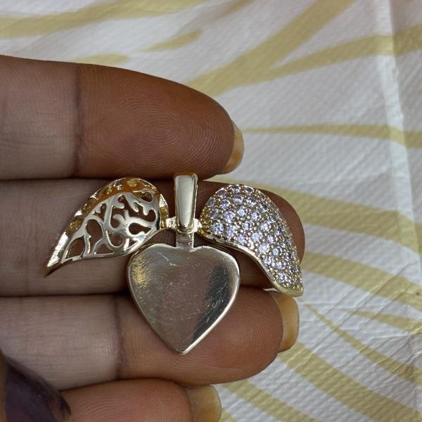 Anti-Tarnish CZ Open Heart Pendant, Sold by 1 Pc
