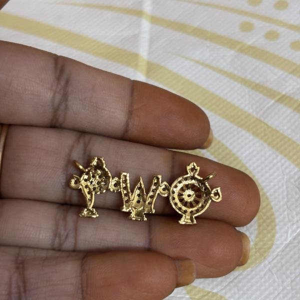 Gold Finish Shanku Chakra Namam Pendant, Sold by 1 pc