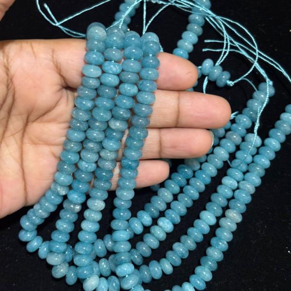 ONYX   rondelle smooth beads sea blue colour 5mm