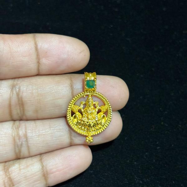 Gold Shade Green Lakshmi Small Pendant