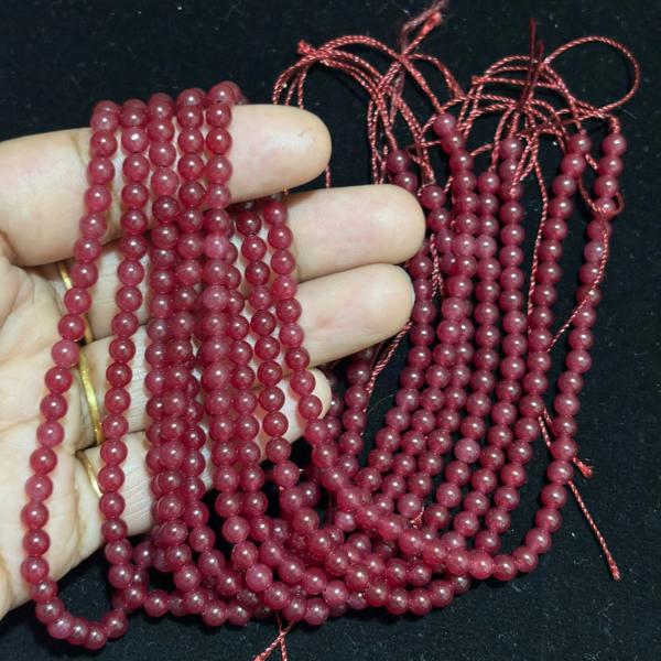 ONYX  Beads Plain round shape maroon colour 4mm