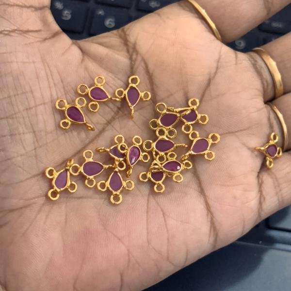 Gold Shade Polki Drop with 4 sides Connectors, Sold by 1 pc