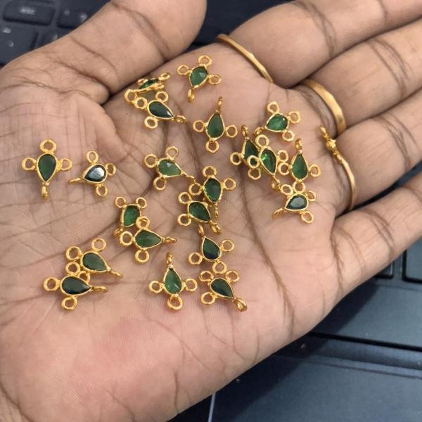 Gold Shade Polki Drop with 4 sides Connectors, Sold by 1 pc