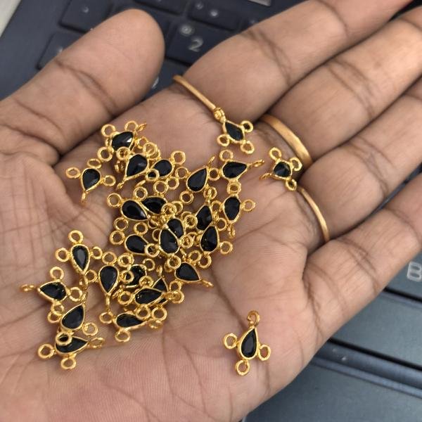 Gold Shade Polki Drop with 4 sides Connectors, Sold by 1 pc