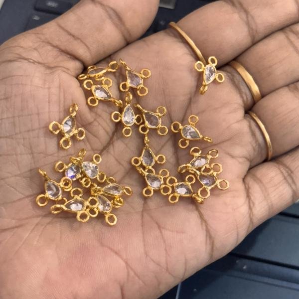 Gold Shade Polki Drop with 4 sides Connectors, Sold by 1 pc