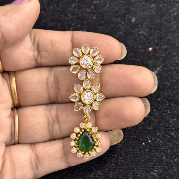 Gold Finish Pendant with 8 holes without Earrings , sold by 1 pc, Colours Available, by default Green Colour will be picked , please select size.