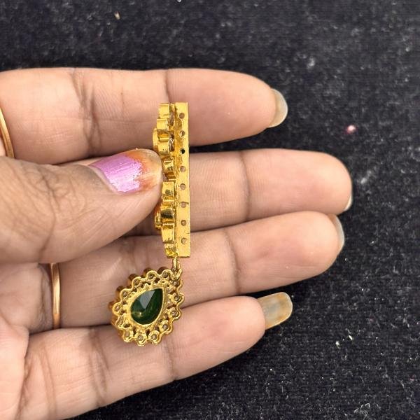Gold Finish Pendant with 8 holes without Earrings , sold by 1 pc, Colours Available, by default Green Colour will be picked , please select size.