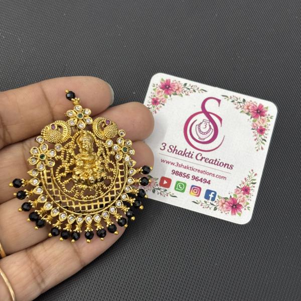 Gold Finish Lakshmi devi Pendant without Earrings