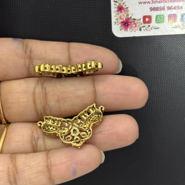 Mehandi Finish Elephants Side Pendants, set of 1 pair,
