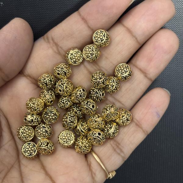 Antique Gold  Nakshi balls  6x3mm Sold By 1 pc