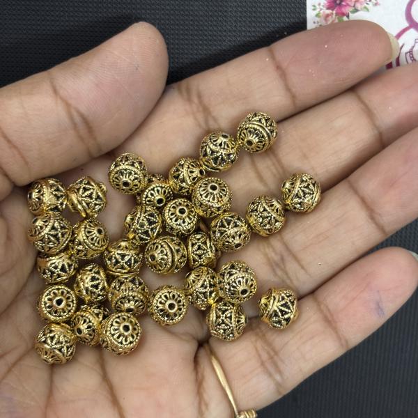 Antique Gold Nakshi balls 6x5mm Sold By 1 pc