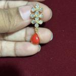 Gold Finish Polki Stone Pendant with 4 holes back side, sold by 1 Pc, Colours Available