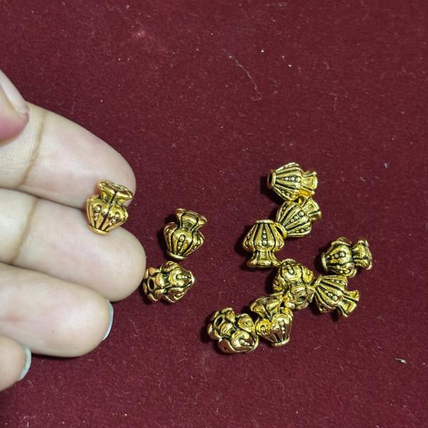 Antique finish 7.5mm  Kalasam(POT) shape Nakshi Balls , sold by 1 pc