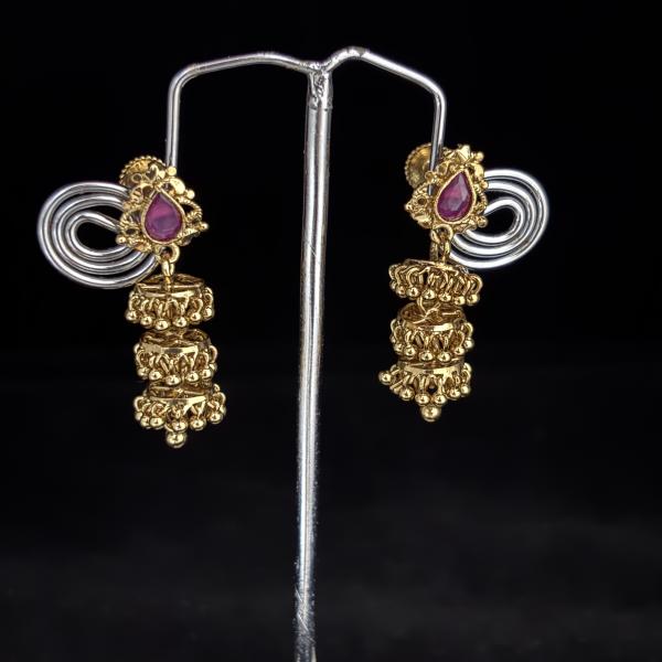 Gold Replica 3 layers Butta Earings  ,set of 1 pair