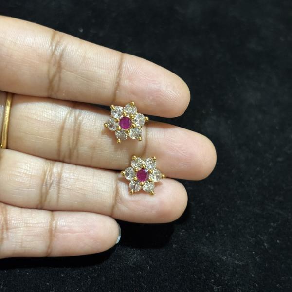 Gold Replica Flower studs with screw back ,set of 1 pair