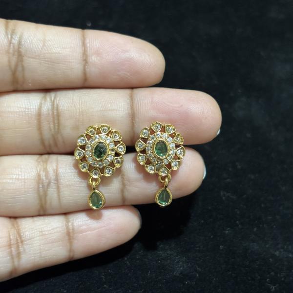 Gold Replica Flower studs with drop hanging with screw back ,set of 1 pair