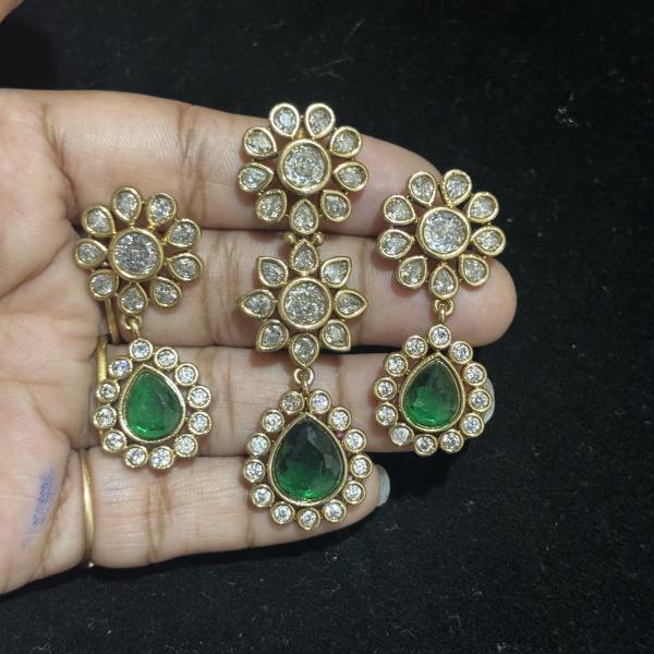 Mehandhi Finish Pendant with 8 holes with Earrings , sold by 1 pc, Colours Available
