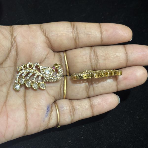 Victorian Peacock Side Pendants, set of 1 pair