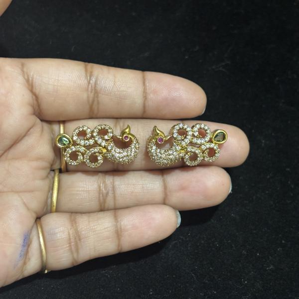 Victorian Peacock Side Pendants, set of 1 pair