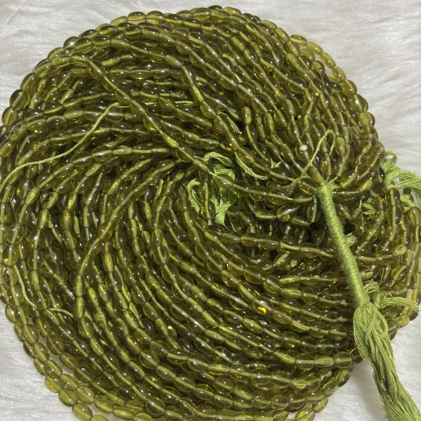 Monalisa Flat oval shape Beads  Mehandi Green 4.5x7mm, Minimum Order Qty 2 lines