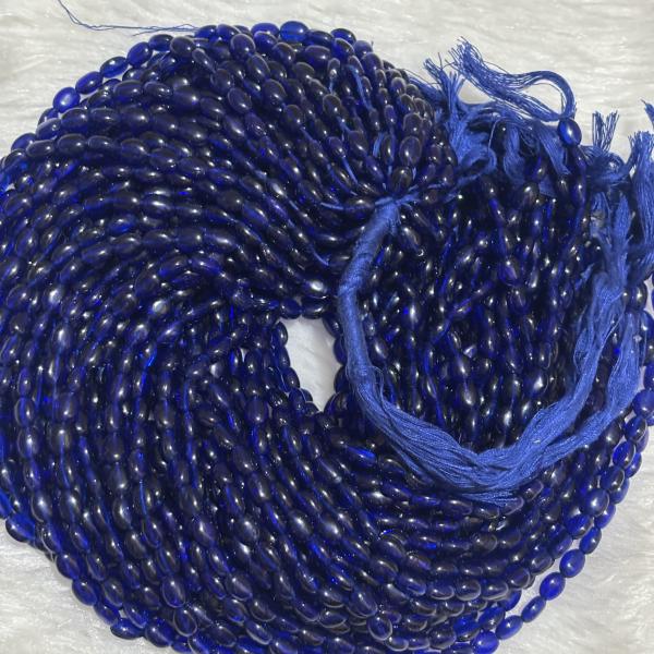 Monalisa Flat oval shape Beads  Royal Blue 4.5x7mm, Minimum Order Qty 2 lines