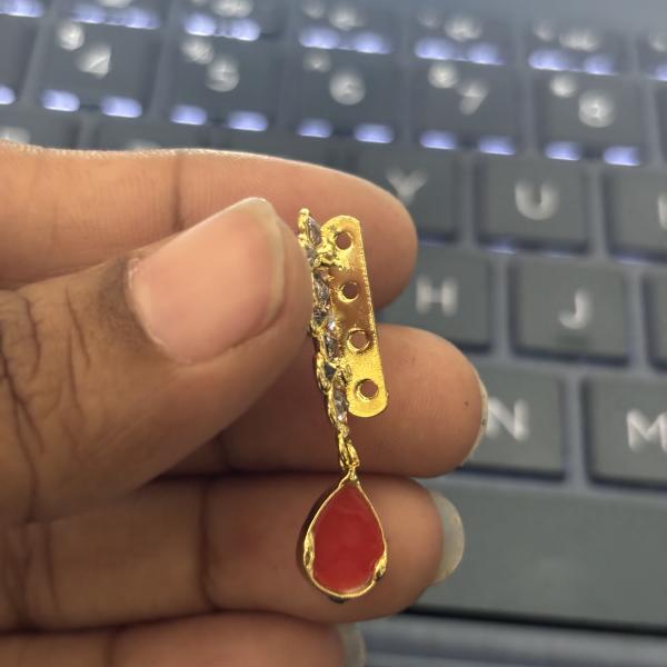 Gold Finish Polki Stone Pendant with 4 holes back side, sold by 1 Pc, Colours Available