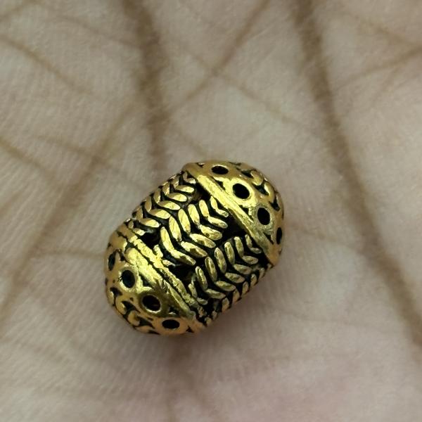 Antique finish Cylindrical shape Nakshi Balls 12mm x 8mm