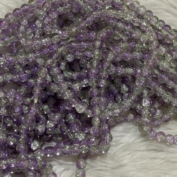 Crackle Beads White & purple 8.2x7.5mm