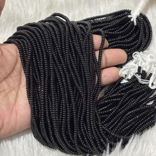 Plain Black Beads 2 x 3mm , sold by 1 line, minimum Quantity 2 lines