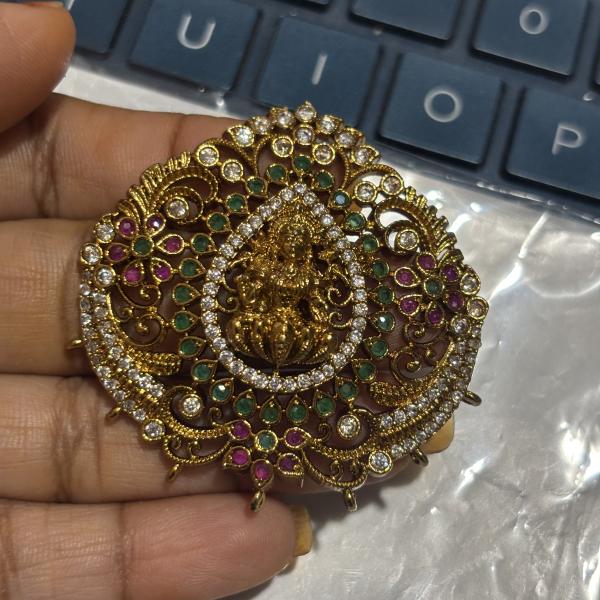 Antique Finish Lakshmi Devi Pendant with D Hook backside