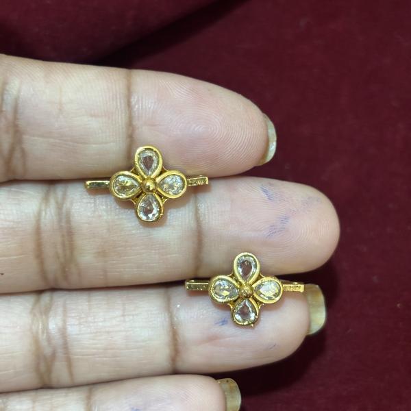 Four stones Flower shape Side Pendants, Set of 1 pair